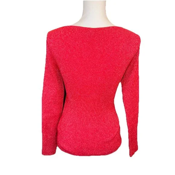 Jessica Simpson Red Sweater Women’s Cleavage Twist Stretch Tight Fit Size Medium - Picture 3 of 6